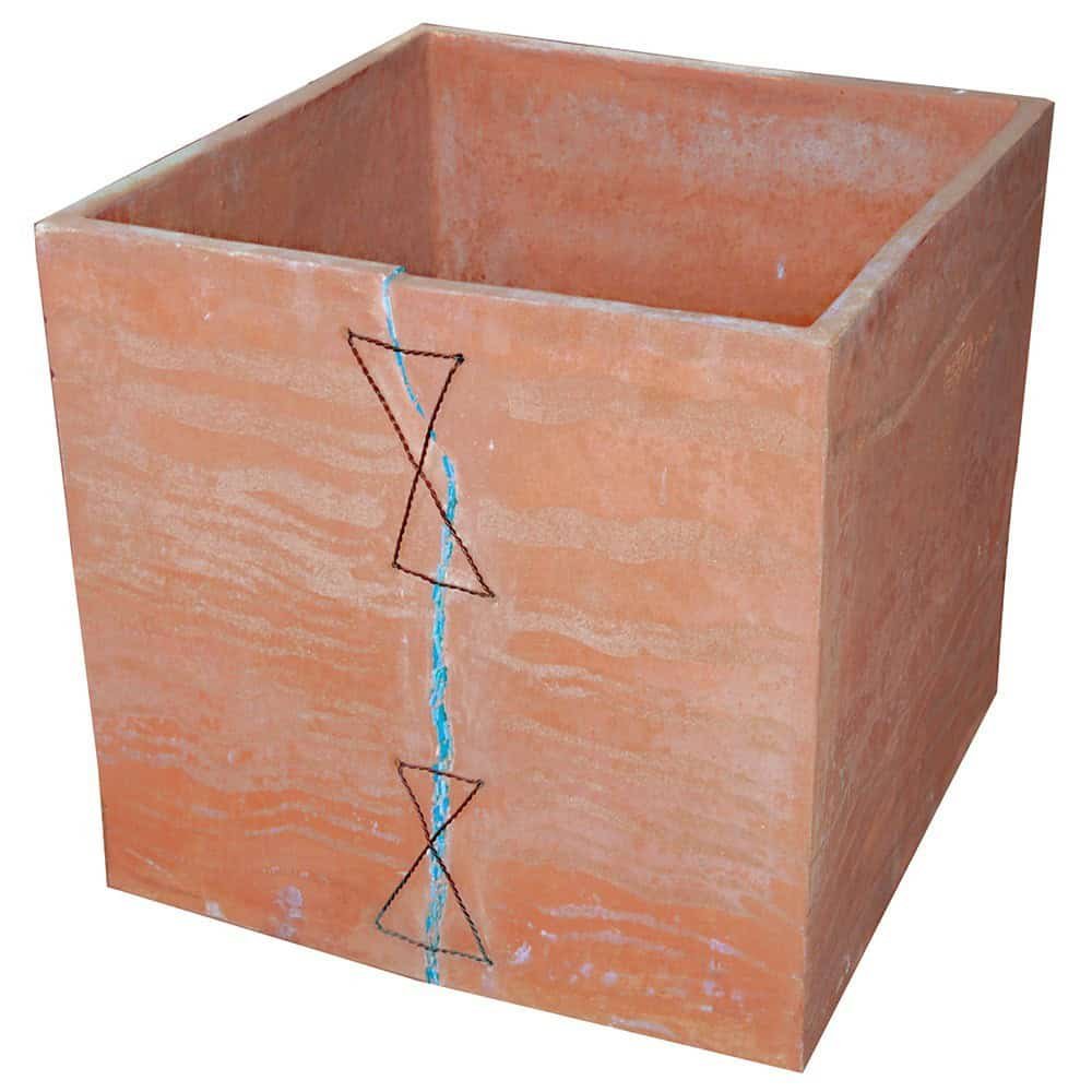 Designový terakotový květináč Cubo con lacci incrociati - Obrázek 5