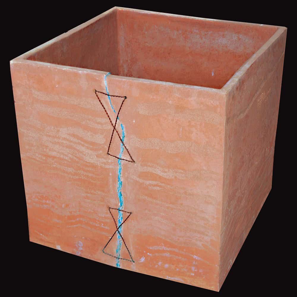 Designový terakotový květináč Cubo con lacci incrociati - Obrázek 6